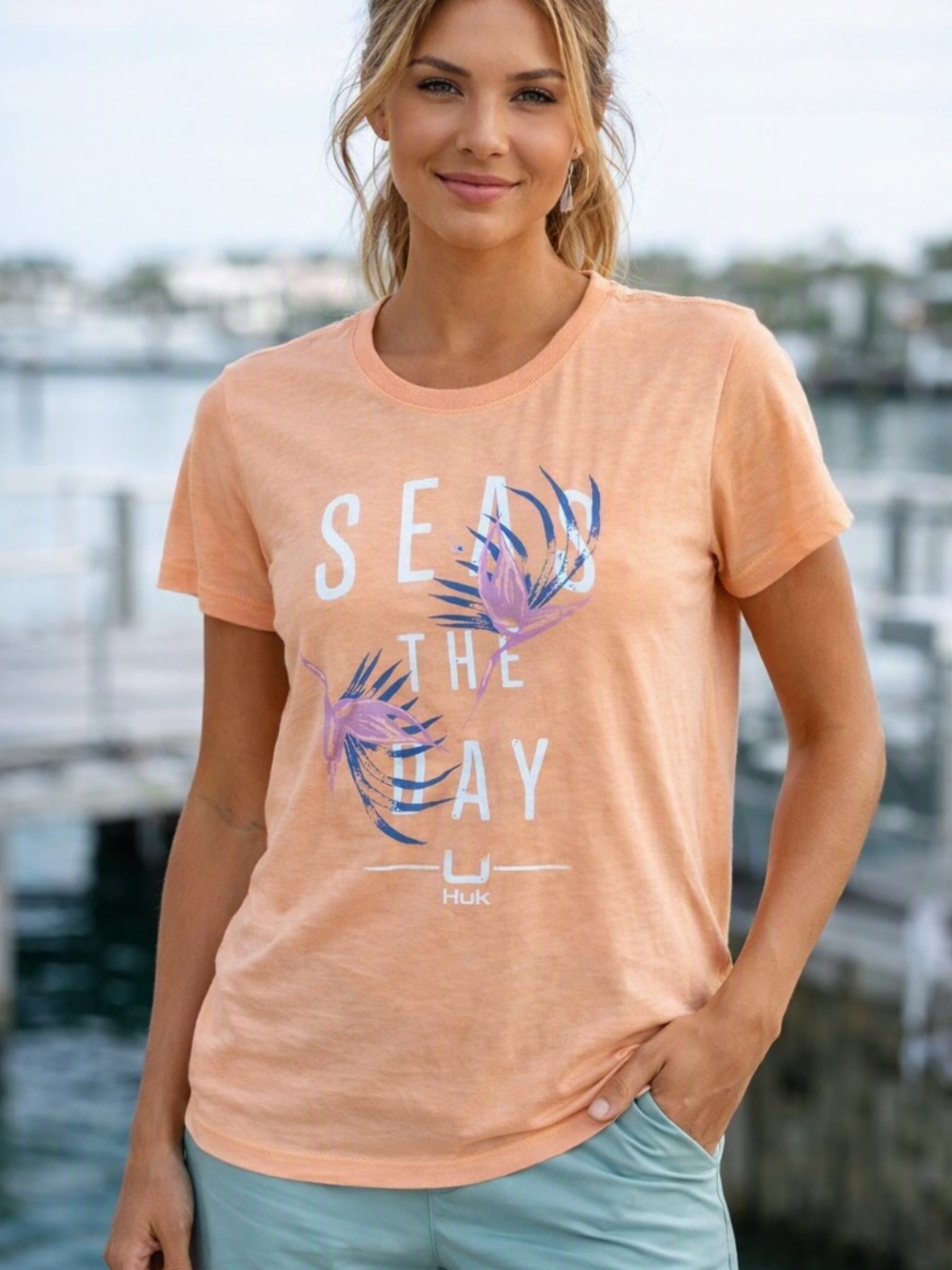 Huk Women's Peach 'Seas the Day' Graphic Tee